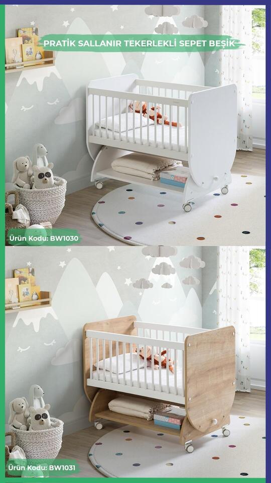 Ahşap Beşik Anne Yanı 50*90 Ceviz